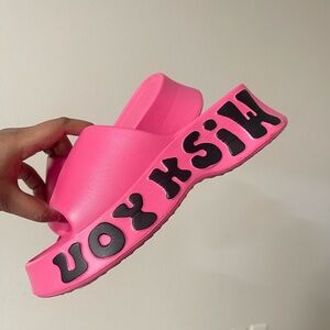 Vibrant Pink Slide Sandals